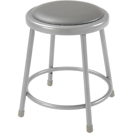 18H Vinyl Padded Stool, Backless, Gray, 2PK